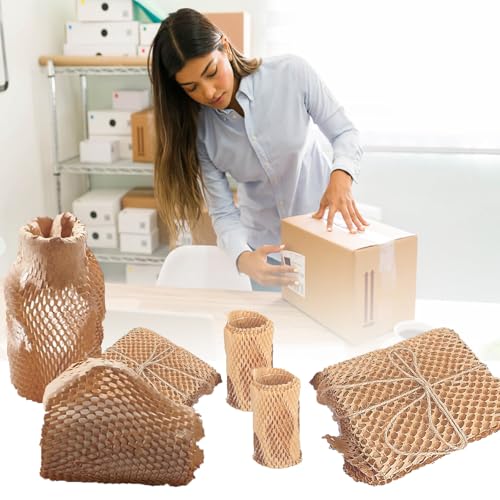 Wabenpapier Verpackungsmaterial, Bienennest Verpackungspapier 30 CM x 50 M, Verpackungsrolle Kraftpapier, Kraftpapier Rolle für Geschenkverpackungen, für Versand und Umzüge Zerbrechliche, Braunes