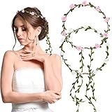 🌹LIEFERUMFANG: Insgesamt 2 Blumenkranz, champagner und rosa, der Durchmesser der Blumenkrone beträgt 18 cm und das Band ca. 27cm