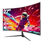 Curved Monitor 27 Zoll 100Hz, PC Bildschirm mit Lautsprecher 1080P, 1800R 75Hz Computerbildschirm mit Eye Care Technologie HDMI VGA, unterstützt VESA