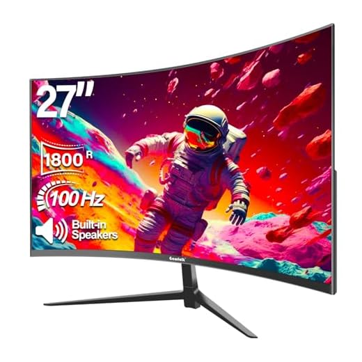 Gawfolk 27 Pollici Curvo Monitor 100Hz, PC Schermo Full HD 1080P con Altoparlanti Gaming Monitor 1800R Senza Cornice per Computer con Eye Care Tecnologia, Supporta VESA, HDMI, VGA