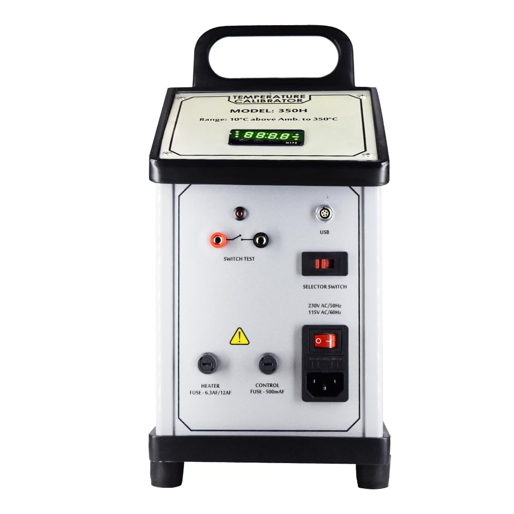 *Disponible en stock* Calibrador de temperatura de bloque seco (rango: 122 °F a 662 °F) con termopares (T, J, K, N, R, S) para laboratorios de calibración y plantas térmicas. Modelo: AI-DBC-01