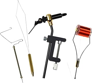 5X Portable Fly Tying Tools Kit Fly Tying Threader Bobbin Thread Holder Fly Fishing Hook Tying Tools for Tying Fishing Tool