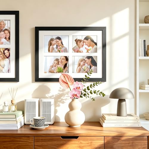 Image of DUENPY 9x12 Picture Frame 4-Opening 3.5x5 Collage Picture Frame Displays Four 3.5x5 inch Photos Collage Wall Decor Wall Hanging or Tabletop Black