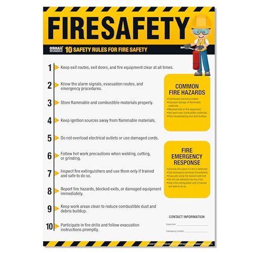 Poster sécurité incendie OSHA indéchirable contre l'usure