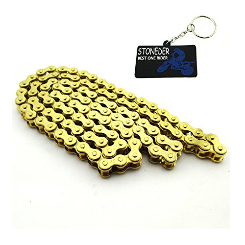 STONEDER Chaîne 420 Or 104 maillons pour Moteur Chinois 110 CC 125 CC Pit Dirt Moteur Trail Bike ATV Quad 4 Wheeler Moto