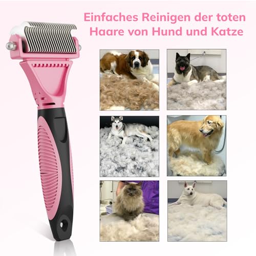 morpilot Katzen Bürste für schonende präzise Haarentfernung Geeignet als Katzenbürste Langhaar Katzenbürste Kurzhaar gegen Verfilzungen Angenehm massierende Unterfellbürste Hunde Rosa