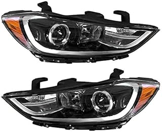 AutoModed Aftermarket Halogen Headlights Headlamps Assembly Set Replaces 92101F3000 92102F3000 HY2502206 HY2503206 Compatible with 2017 2018 Elantra | Driver Passenger Side 2pcs | By AutoModed
