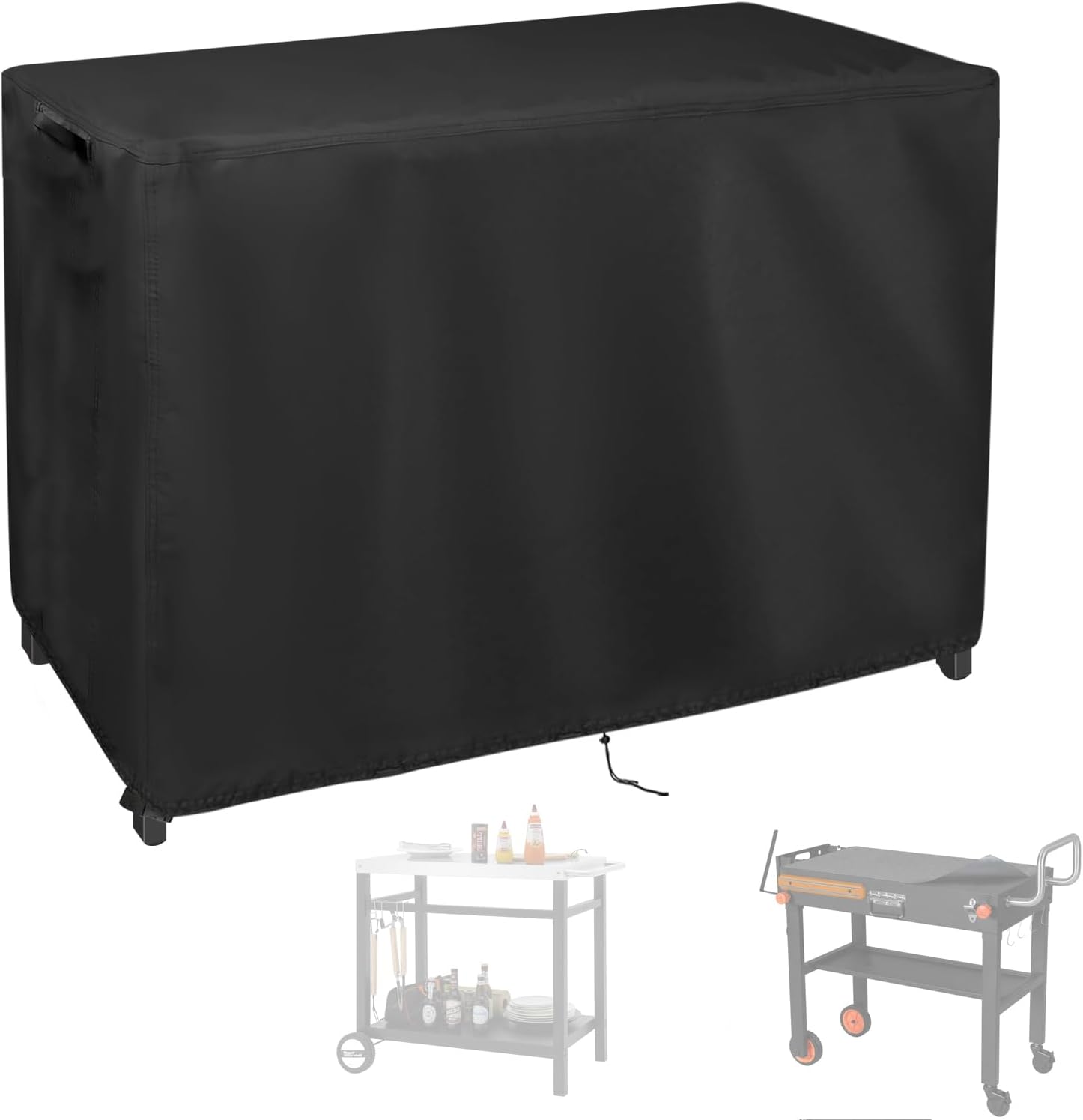 Grill Cart Cover, Outdoor Grill Stand Cover with UV Protection & Windproof Straps,Heavy Duty Covers for Most Standard Grill Carts/Pizza Oven Table -20" D x 50" W x 32.2" H