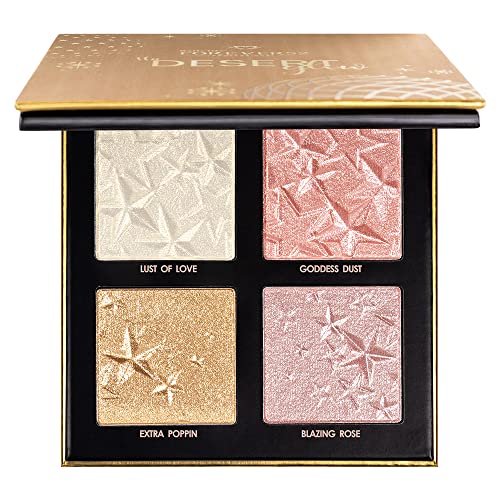 Daily Life Forever52 4 Color Palette Smooth Shine Highlighter Waterproof Long-Lasting Easy-To-Blend Shimmery Powder for Perfect Face Makeup (Desert Glow) DGH003