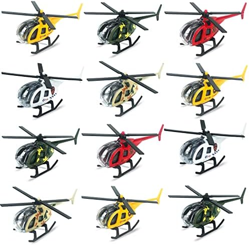 Tcvents Diecast Helicopters, 12 Pack Airplane Toys Plane Helicopter Toys for Boys 3 4 5 6 7 Year Old, Kids Play Vehicles Airplanes Gifts for Toddler Kids 2-8 Years Old Birthday Party Favors