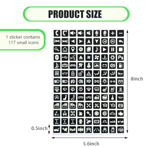 Image of 117 PCS Car Center Console Button Sticker, Car Self-Adhesive Night Safety Luminous Sticker, Waterproof and Dustproof Switch Decorative Sticker, Universal for Most Car(Fluorescence Green)