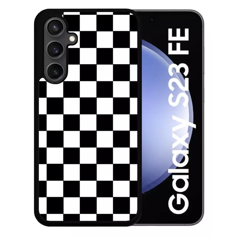Coque pour Galaxy S23 FE - Damier Noir et Blanc - Silicone