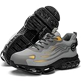 Hogent Steel Toe Shoes for Men Women Composite Toe Work Sneakers Indestructible Safety Tennis Shoes Lightweight Breathable Construction Sneakers Puncture Proof Air Cushion Ergonomic Design