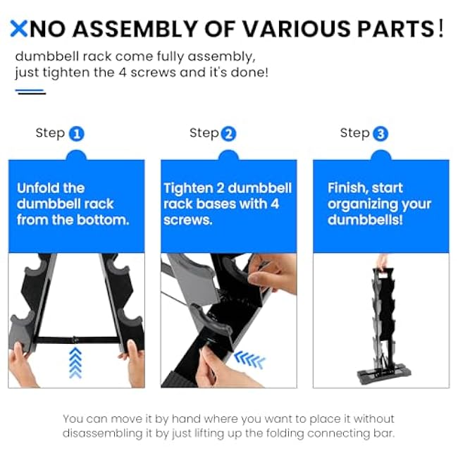 Dumbbell Weight Rack Stand Only - 260 LBS Weights Capacity, A-Frame Dumbbell Weight Rack Dumbbells Storage Racks for Dumbbells Weights Organizer Stand for Home Gym, Black