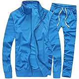 MACHLAB Men's Activewear Full Zip Warm Tracksuit Sports Set Casual Sweat Suit Light Blue M