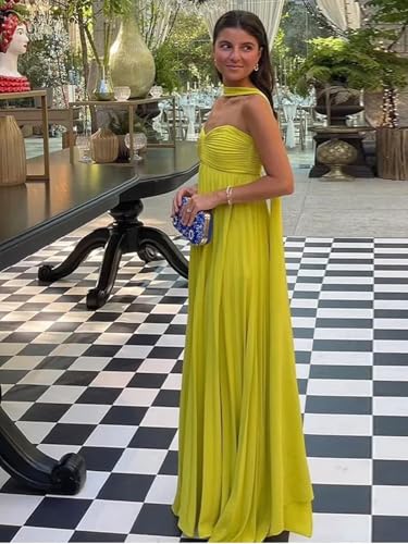 Womens Chiffon Bridesmaid Dresses with Scarf Long Strapless Prom Dresses 2025 Pleated Wedding Guest Dress B213