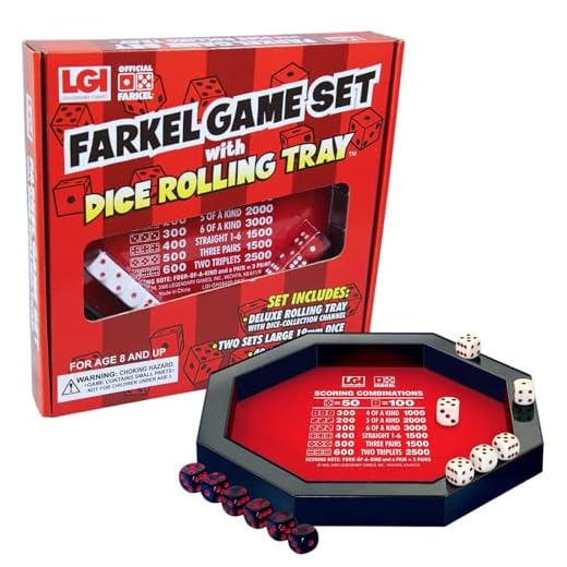 Farkel Rolling Tray Set with Deluxe Rolling Tray, 2 Sets of Dice, & Score Pad