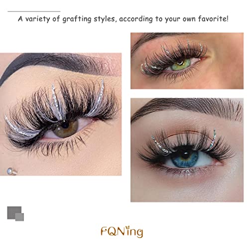 FQNing-Glitter-Lash-Extensions-Silver-Colored-Single-Lash-Spike-Eyelash-Extension-for-Daily-Party-Wedding-11mm-16mm-MixedSilver