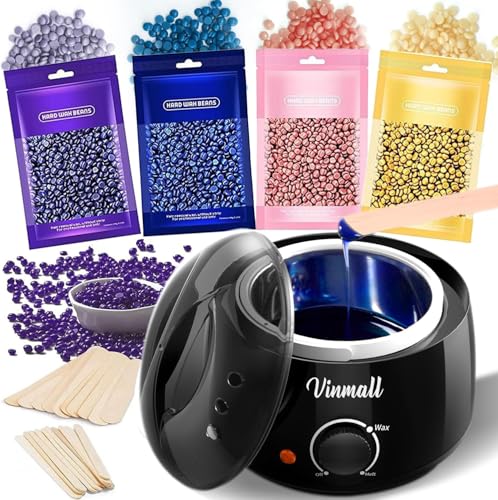 Chauffe cire avec 400g Epilation Perles pour Dépilatoire, Appareil Chauffe-Cire, Kits d'épilation à la Cire avec 400g Epilation Perle et 30 Spatules
