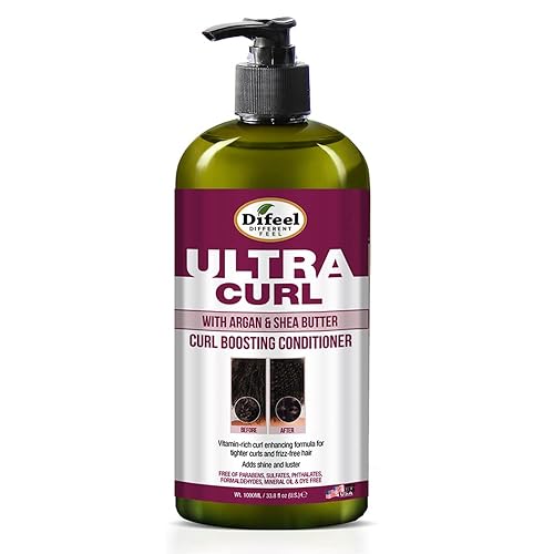 Difeel Ultra Curl con Argán y Manteca de Karité - Acondicionador para aumentar los rizos, 33.8 oz.