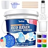 Gießpulver Weiß, 4.5kg Reliefgießpulver/Eco Resin Gipspulver Set, Schnelle Aushärtung und 20 bis 30 Minuten Entformung, Gießpulver für Kreative Projekte, Flach und Leicht zu Mischen