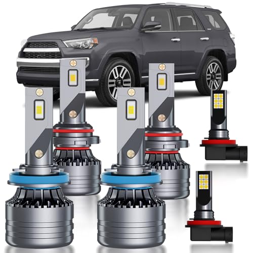 HUOKEDS Fits for 2010-2020 Toyota 4Runner High Low Beam Fog Lights Bulbs Combo, 300% Super Bright White Plug and Play Powersports Lights Blubs Package, 6500K White, Pack of 6