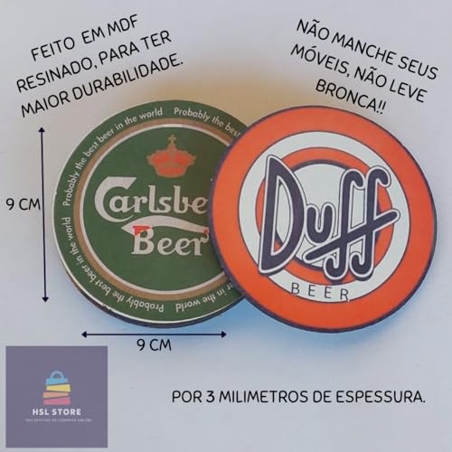 Kit 6 Bolachas Porta Copos Cervejas Em MDF Decoração Cozinha Descanso Mesa