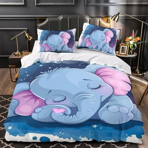 Parure de lit éléphant 3 pièces 140x200 pour ado - 4