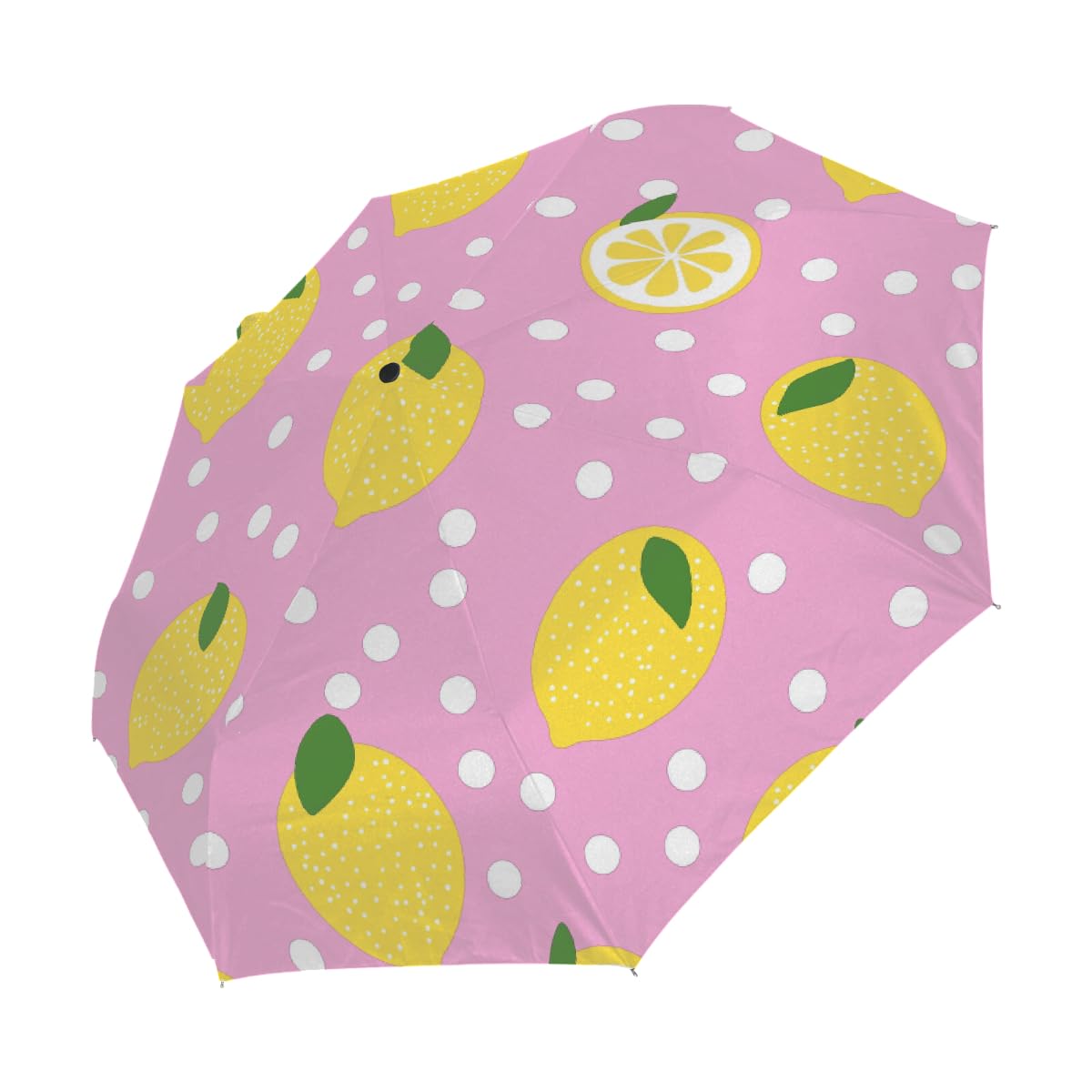 Yellow Lemons - Ombrello pieghevole da viaggio, compatto, antivento, impermeabile, con protezione UV, rivestimento nero, leggero, 8 costine, portatile, per pioggia e sole