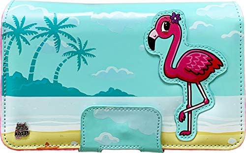 iMP Tech Flamingo - 2DS XL Open and Play Protective Carry Case (Pink, Velvet, Faux Leather)
