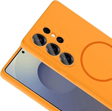 Samsung Galaxy S24 Ultra Kılıf M-Safe Özellikli Mat Yüzey Kamera Korumalı Arka Silikon Kapak Turuncu