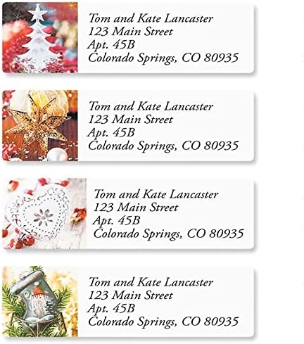Christmas Traditions Personalized Return Address Labels – 4 Designs, Set of 240, Small, Self-Adhesive, Flat-Sheet Labels, by Colorful Images