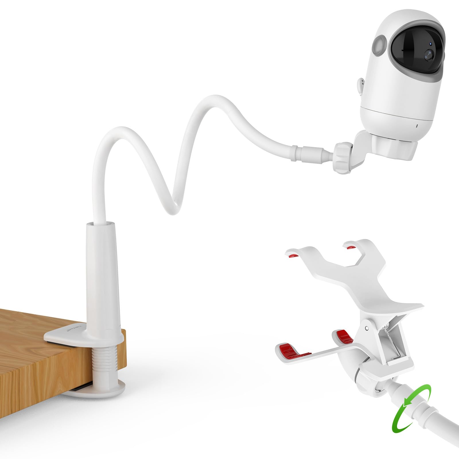 TakTark Babyphone Halterung/Baby Kamera Halterung – Universelle Babyphone Halterung, kompatibel mit Babyphones mit 1/4"-Schraube und Baby-Kameras mit separatem Sockel oder Ständer