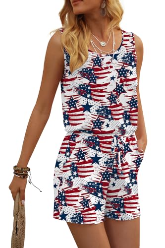 Image of DouBCQ Womens Summer Casual Sleeveless Loose Jumpsuits Romper with Pockets