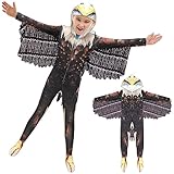 Liitrsh Bird Wings Bodysuit Costumes for Kids Halloween Glede Cosplay Bird Wings Jumpsuit Halloween Party Favor (Large)