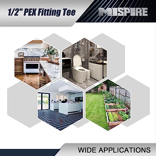 Image of 1 /2 Inch Tee PEX Brass Crimp Pipe Fitting 20Pcs, No Lead Brass PEX Tubing Fitting
