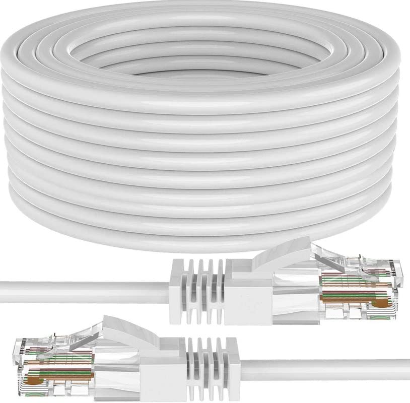 TECH-X Ethernet Cable, 131.2 Feet 40 Meter High Speed Cat6 LAN Cable, Network Cable Internet Cable RJ45 Cable, Computer Patch Cord Gigabit Category 6 Wires for Modem, Router, LAN ADSL UTP Lan-White
