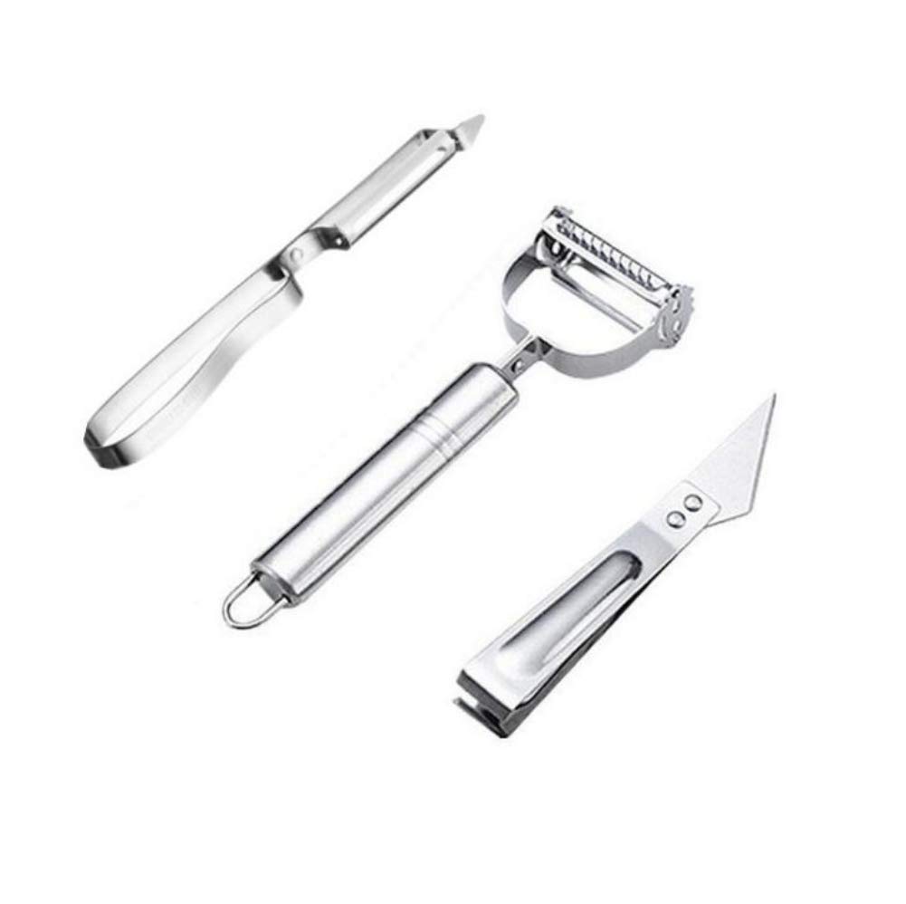 SHOWAY Peeler 3PCS Set Stainless Steel Melon and Fruit Shaving Knife Three-Piece Grater Multi-Function