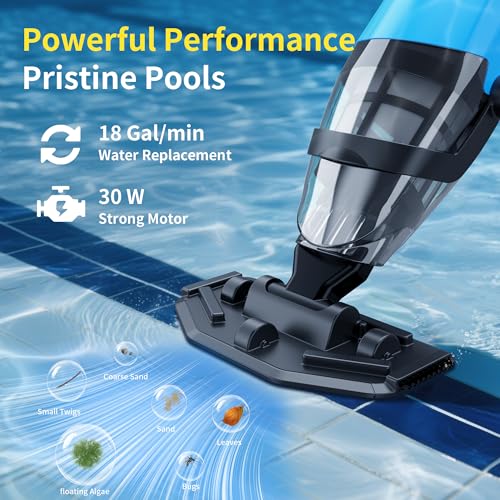 MUTAOMAY Cordless Rechargeable Pool Vacuum for Above & In-Ground Pools – 18GPM Suction, 90 Min Runtime, Fast 3H Charge, 69