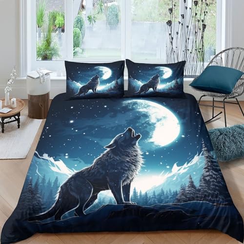Housse de couette loup facile à nettoyer en microfibre hypoallergénique