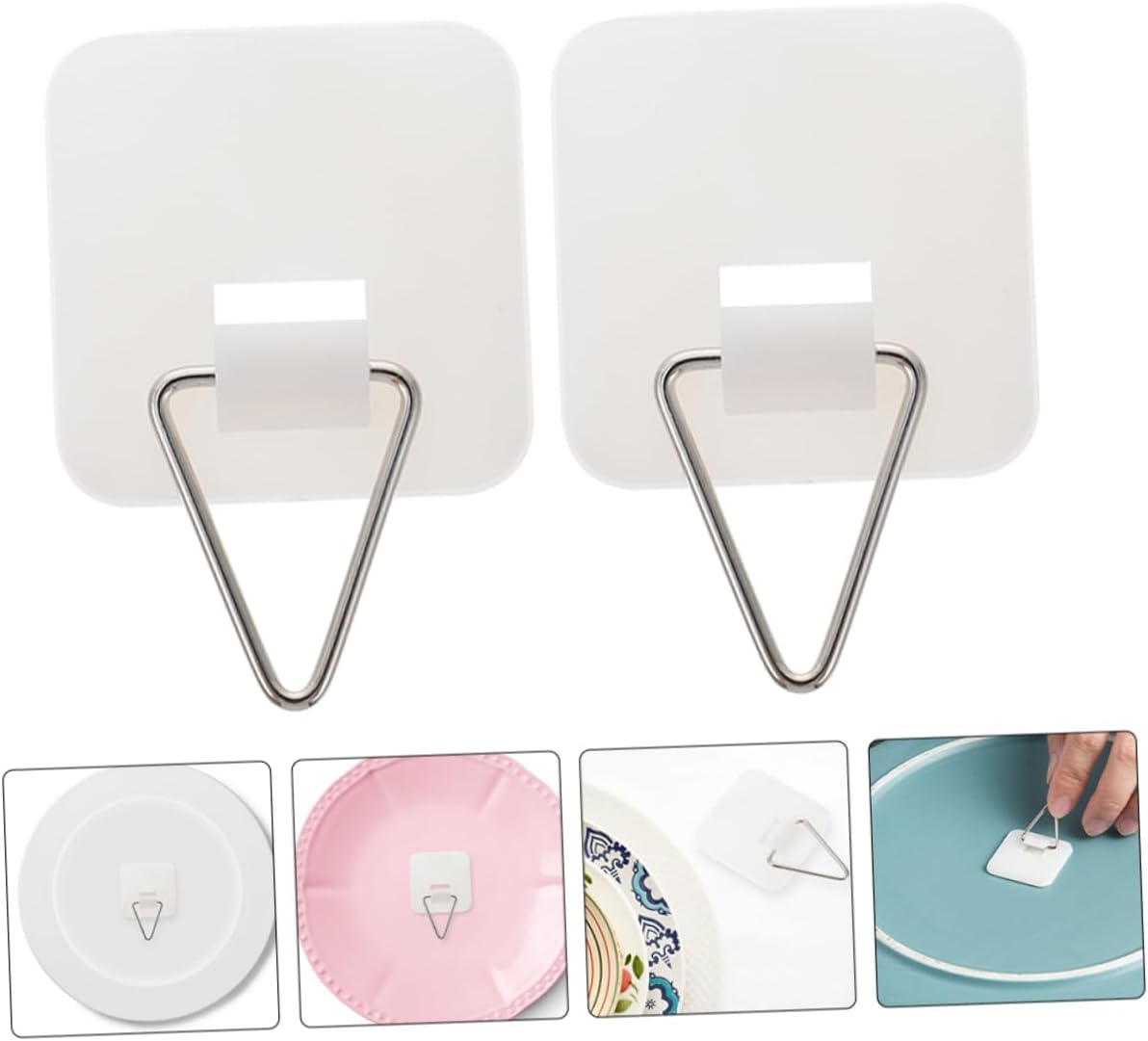 Cabilock 25pcs Adhesive Plate Hangers for Wall Display, White Plastic