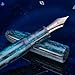 Asvine C80 Fountain Pen #8 Medium Nib Large Handcraft Pen with Converter Pen Box Collection Set (Light Blue Glitter)