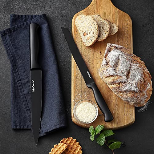 Mccook® Mc21B Knife Sets,15 Pieces German Stainless Steel Knife Block Sets With Built-In Sharpener, Black #TOP6