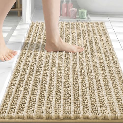 Image of Arotive Luxury Bathroom Rugs 34x21, Extra Soft Thick Absorbent Shaggy Chenille Bath Rugs, Machine Wash Dry, Bath Mats for Bathroom Floor, Tub and Shower, Home Decor Accessories, Beige
