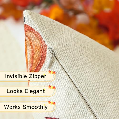 JOTOM Fall Cushion Covers 45x45cm Set of 2 Maple Leaf Pumpkin Autumn Thanksgiving Decorative Throw Pillow Covers 18x18 Inch Pillow Case for Home Bedroom Couch Sofa Decor (Pumpkin Maple Leaf Flower) - Cosy Home Interiors JOTOM Fall Cushion Covers 45x45cm Set of 2 Maple Leaf Pumpkin Autumn Thanksgiving Decorative Throw Pillow Covers 18x18 Inch Pillow Case for Home Bedroom Couch Sofa Decor (Pumpkin Maple Leaf Flower) - Image 2