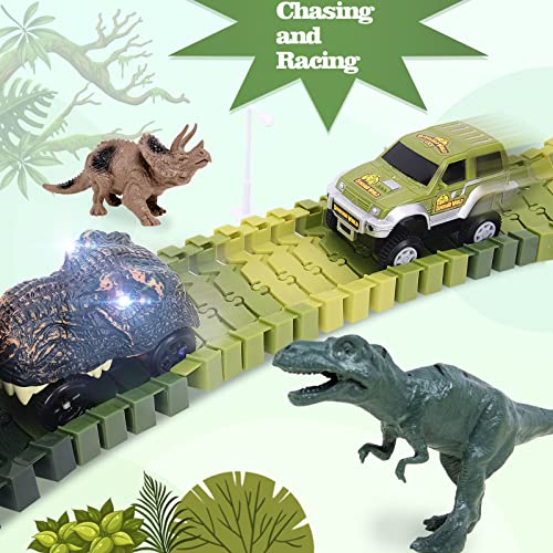 image for Desuccus Dinosaur Toys, 201Pcs Create A Dinosaur World Road Race with 