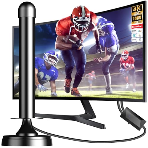TV Aerial Indoor for Smart TV with Signal Booster + Magnetic Base, Digital TV Antenna indoor/outdoor with strong signal for 360°Long Range Reception Support 4K 1080P HDT All TVs