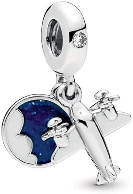 FGT Sterling Silver Charm for Bracelets Necklaces Pendants Travel Airplane London New York Compass Dangle Gift for Mum Women Girls BFF Daughter Girlfriend Family Valentine Sisters Birthday