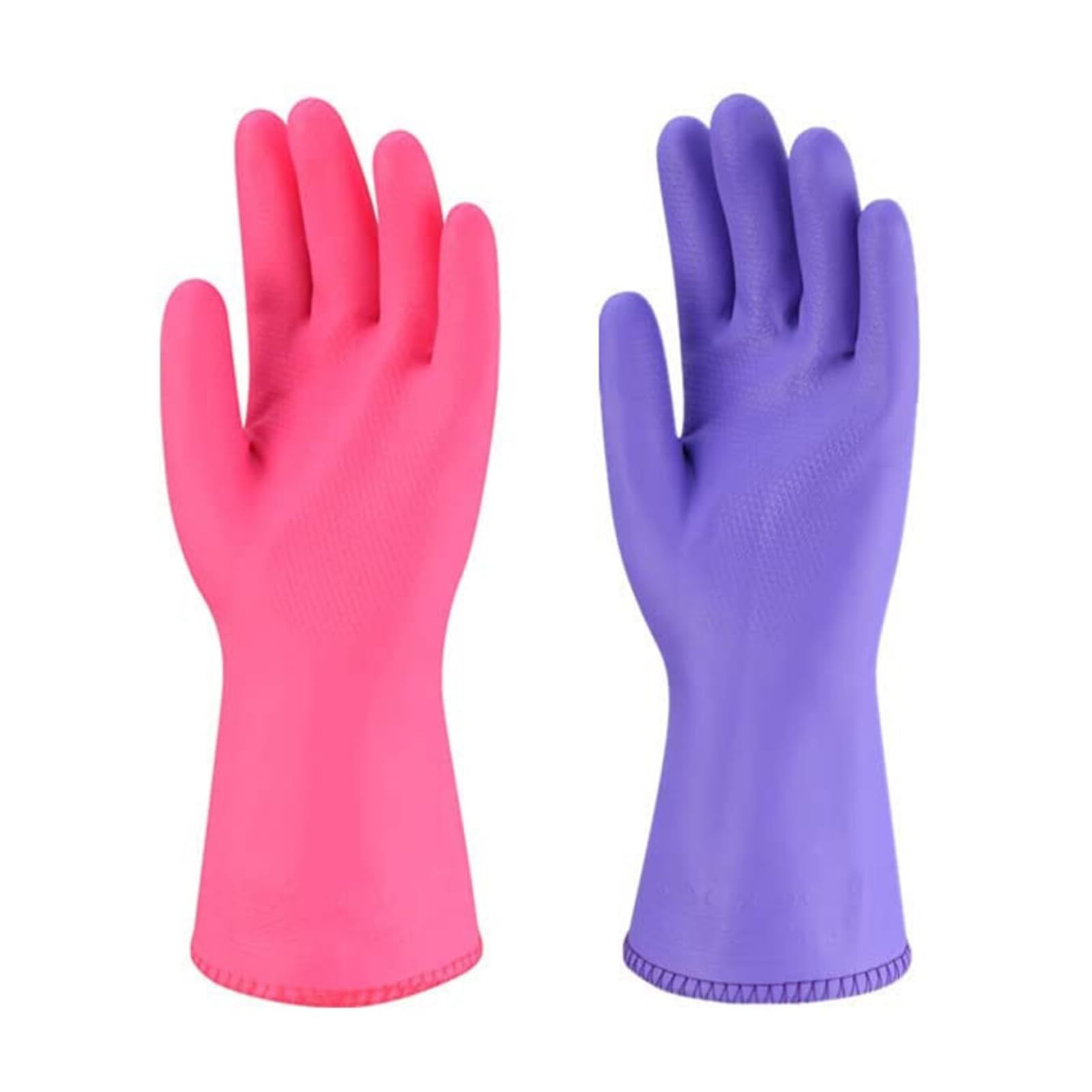 Rubber Gloves, Purple Household Long Sleeve Gloves with Cotton Flock Lining for Cleaning Dishwashing and Gardening - Image 3