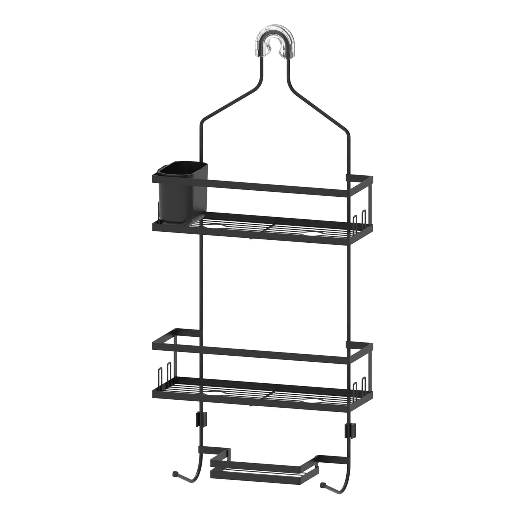 Hanging Shower Caddy with 2 Shelves and Soap Tray Rust-Resistant Bathroom Organizer Matte Black Shower Storage Rack for